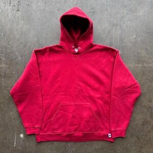 Men's Russell Athletic Red Blank Hoodie 2010s Size XL
